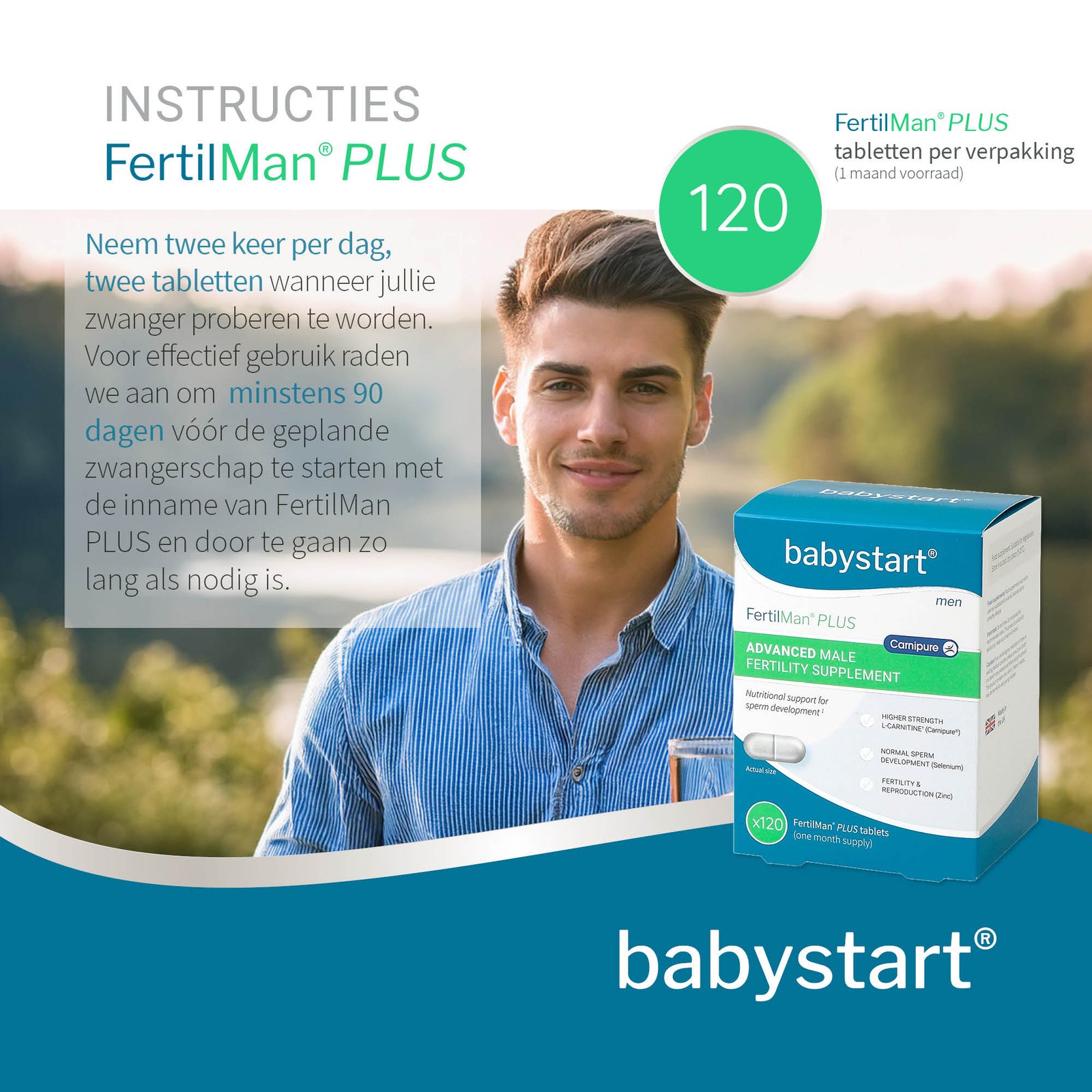 FertilMan® PLUS - vruchtbaarheid supplement man- 120 tabletten - Afbeelding 2