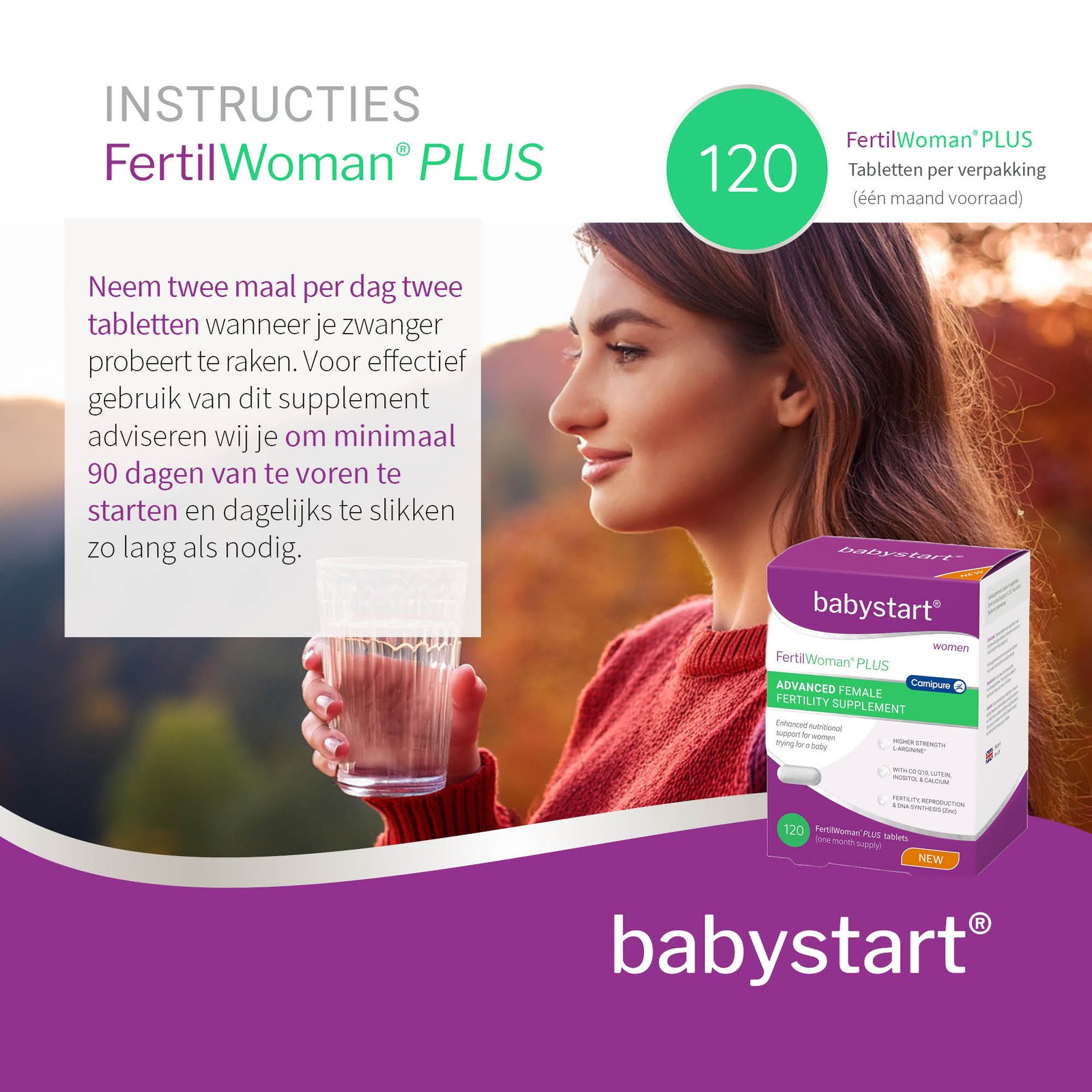 FertilWoman® PLUS - vruchtbaarheid supplement vrouw - 120 tabletten - Afbeelding 2