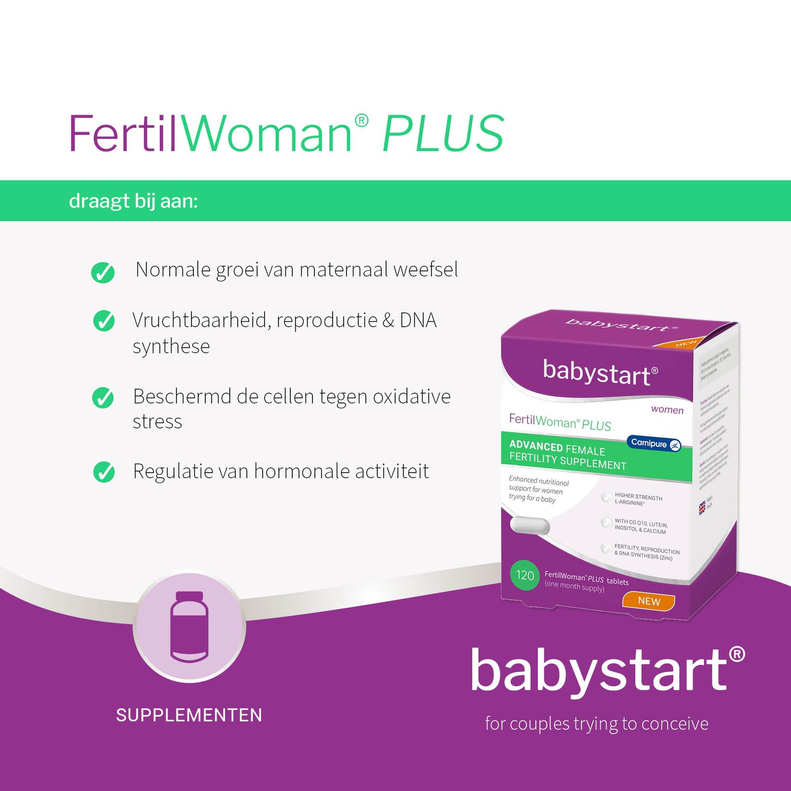 FertilWoman® PLUS - vruchtbaarheid supplement vrouw - 120 tabletten - Afbeelding 3